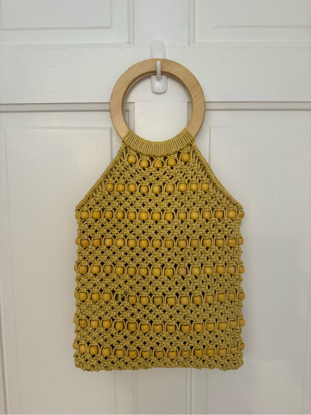Handcrafted Yellow Crochet bag with Bead Detailing